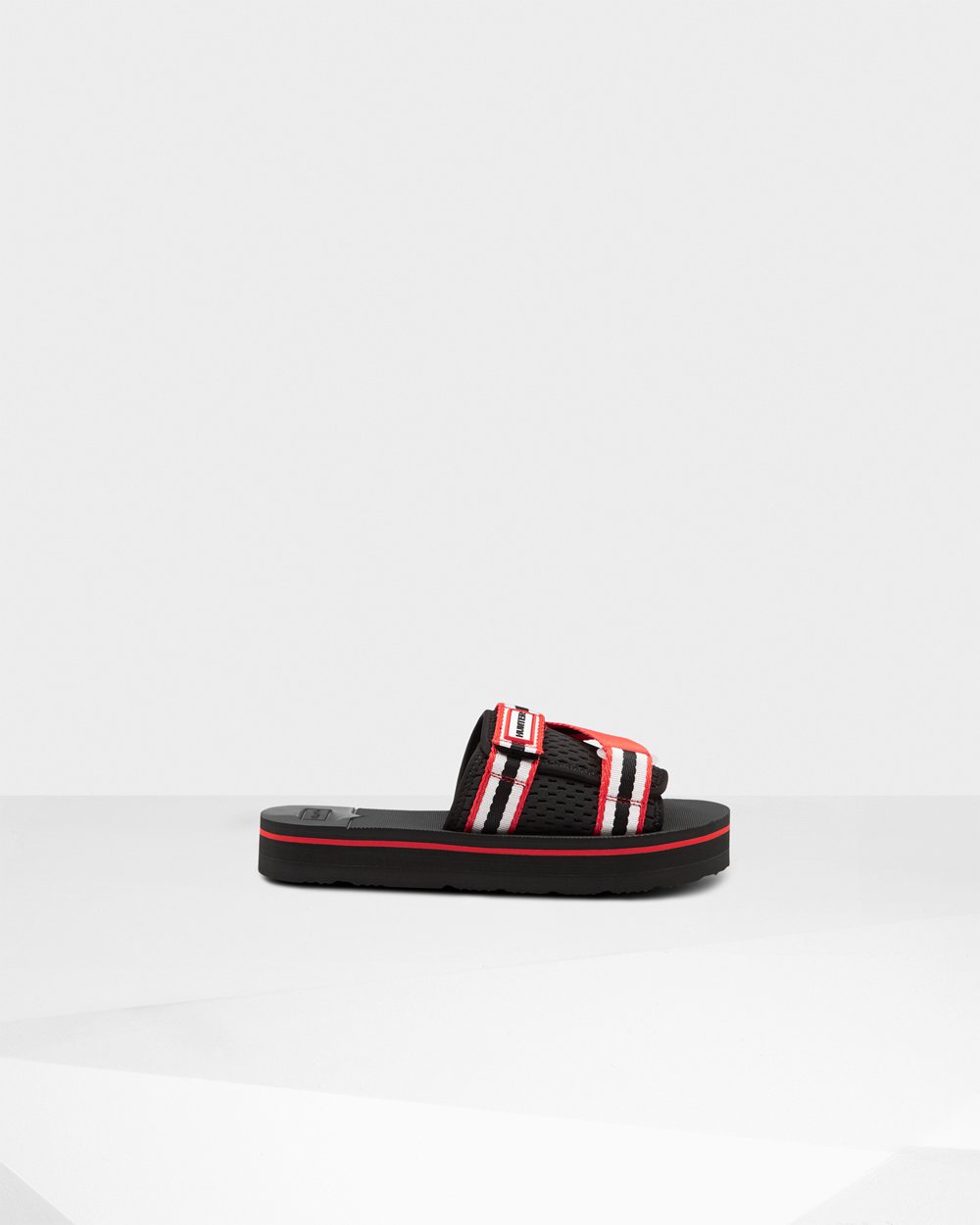 Hunter Original Flatform Beach Slides - Buy Womens Black/White/Red - RDPITO523